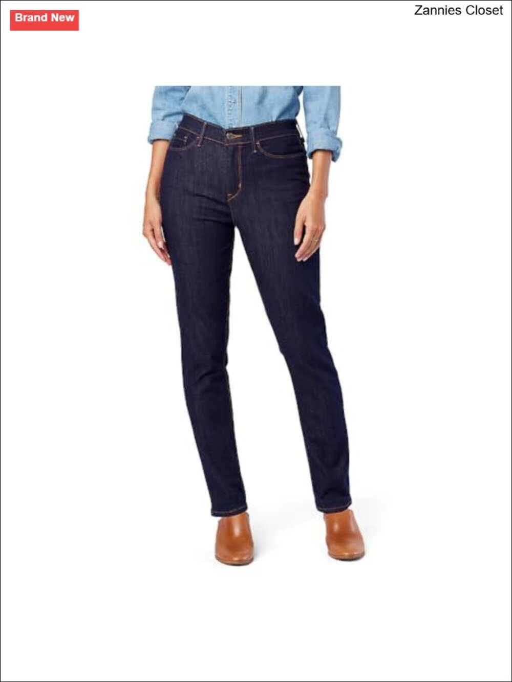 Women's Classic Slim Taper Jeans Mid-Rise Stretch Denim